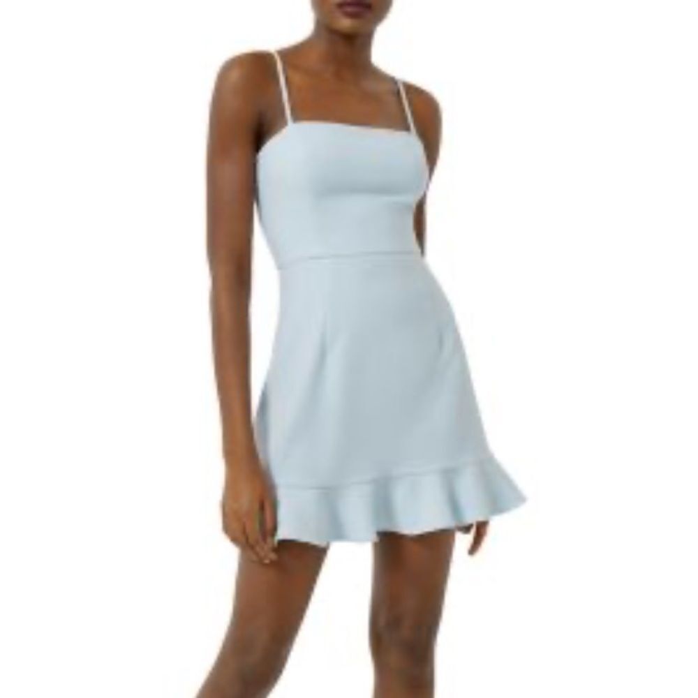 FRENCH CONNECTION Dress NEW Whisper Frill Hem Cami Mini Light Dream Blue Size 8